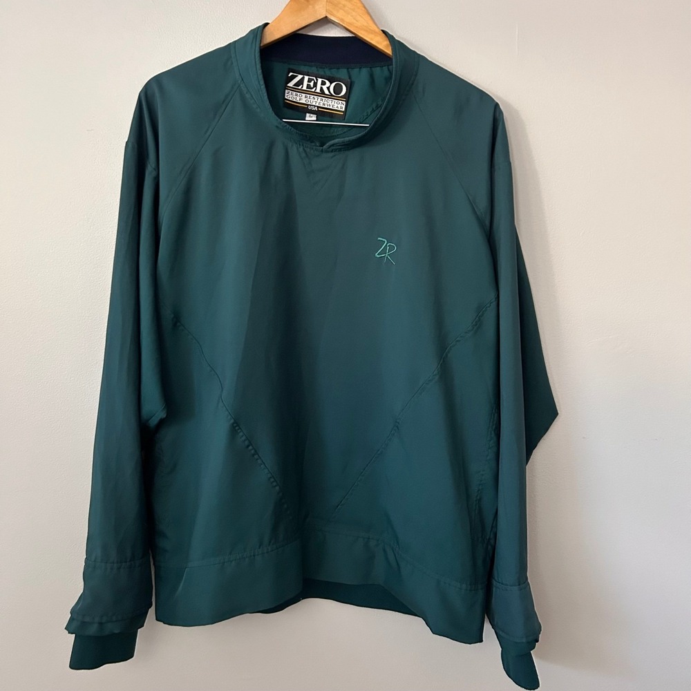 Zero Restriction Jacket Pullover Mens L‎ Green Golf Lightweight Windbreaker VTG